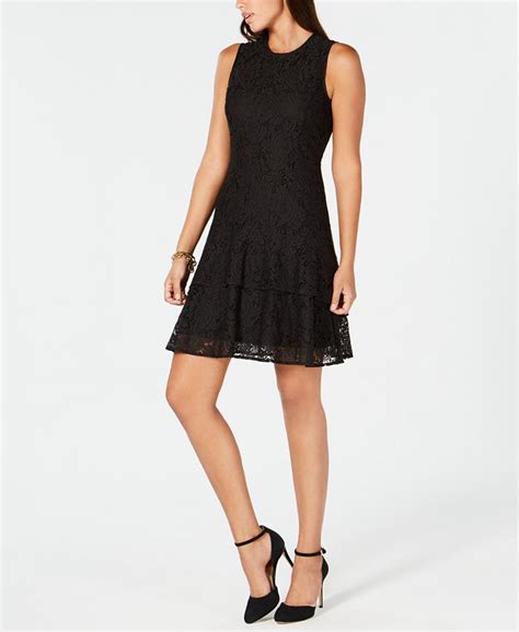 michael michael kors lace fit & flare dress carnat